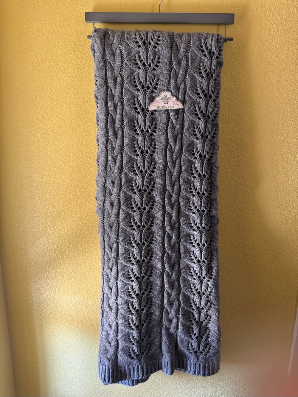Cable Knit Sweater Style Gray Throw Blanket
